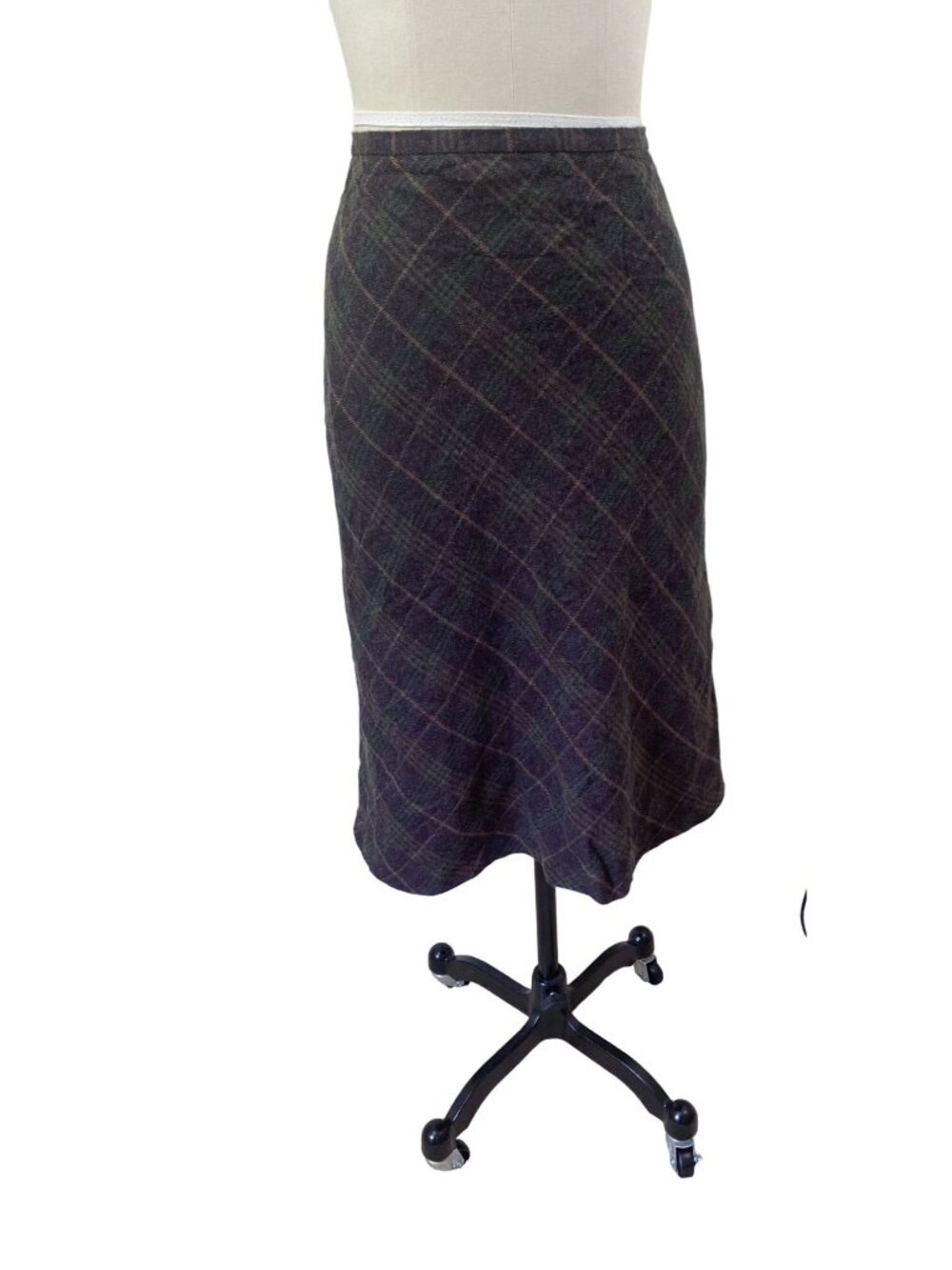 Cynthia Taylor VTG Plaid Tartan Wool Skirt Womens Large Brown 90s Grunge Preppy